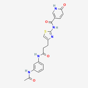 N-(4-(3-((3-acetamidophenyl)amino)-3-oxopropyl)thiazol-2-yl)-6-oxo-1,6-dihydropyridine-3-carboxamide