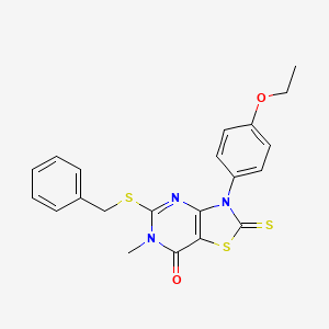 molecular formula C21H19N3O2S3 B3205416 5-(benzylthio)-3-(4-ethoxyphenyl)-6-methyl-2-thioxo-2,3-dihydrothiazolo[4,5-d]pyrimidin-7(6H)-one CAS No. 1040644-74-3