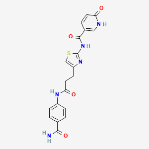 molecular formula C19H17N5O4S B3205420 N-(4-(3-((4-carbamoylphenyl)amino)-3-oxopropyl)thiazol-2-yl)-6-oxo-1,6-dihydropyridine-3-carboxamide CAS No. 1040644-76-5