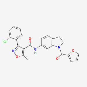 molecular formula C24H18ClN3O4 B3205424 3-(2-chlorophenyl)-N-(1-(furan-2-carbonyl)indolin-6-yl)-5-methylisoxazole-4-carboxamide CAS No. 1040644-78-7