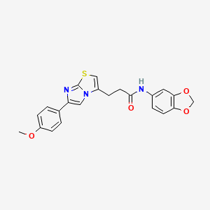 molecular formula C22H19N3O4S B3205436 N-(benzo[d][1,3]dioxol-5-yl)-3-(6-(4-methoxyphenyl)imidazo[2,1-b]thiazol-3-yl)propanamide CAS No. 1040644-96-9