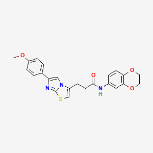 molecular formula C23H21N3O4S B3205440 N-(2,3-dihydrobenzo[b][1,4]dioxin-6-yl)-3-(6-(4-methoxyphenyl)imidazo[2,1-b]thiazol-3-yl)propanamide CAS No. 1040645-04-2