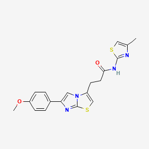 molecular formula C19H18N4O2S2 B3205444 3-(6-(4-methoxyphenyl)imidazo[2,1-b]thiazol-3-yl)-N-(4-methylthiazol-2-yl)propanamide CAS No. 1040645-12-2