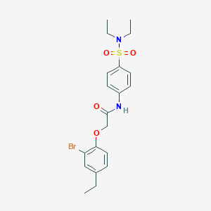 molecular formula C20H25BrN2O4S B320546 2-(2-bromo-4-ethylphenoxy)-N-[4-(diethylsulfamoyl)phenyl]acetamide 