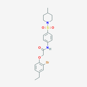 molecular formula C22H27BrN2O4S B320548 2-(2-bromo-4-ethylphenoxy)-N-{4-[(4-methyl-1-piperidinyl)sulfonyl]phenyl}acetamide 