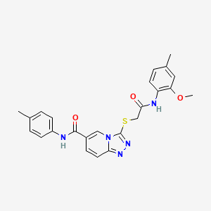 molecular formula C24H23N5O3S B3205485 3-((2-((2-methoxy-4-methylphenyl)amino)-2-oxoethyl)thio)-N-(p-tolyl)-[1,2,4]triazolo[4,3-a]pyridine-6-carboxamide CAS No. 1040646-32-9