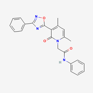 molecular formula C23H20N4O3 B3205486 2-(4,6-dimethyl-2-oxo-3-(3-phenyl-1,2,4-oxadiazol-5-yl)pyridin-1(2H)-yl)-N-phenylacetamide CAS No. 1040647-01-5