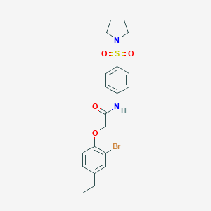 molecular formula C20H23BrN2O4S B320549 2-(2-bromo-4-ethylphenoxy)-N-[4-(1-pyrrolidinylsulfonyl)phenyl]acetamide 