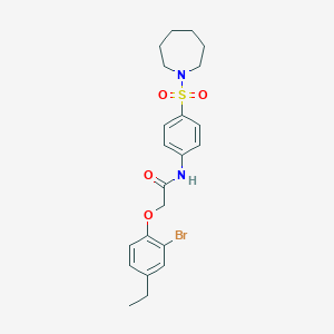molecular formula C22H27BrN2O4S B320551 N-[4-(1-azepanylsulfonyl)phenyl]-2-(2-bromo-4-ethylphenoxy)acetamide 