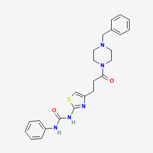 molecular formula C24H27N5O2S B3205514 1-(4-(3-(4-Benzylpiperazin-1-yl)-3-oxopropyl)thiazol-2-yl)-3-phenylurea CAS No. 1040647-79-7