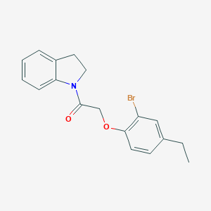 molecular formula C18H18BrNO2 B320552 2-(2-bromo-4-ethylphenoxy)-1-(2,3-dihydro-1H-indol-1-yl)ethanone 