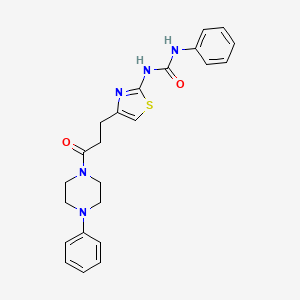 molecular formula C23H25N5O2S B3205522 1-(4-(3-Oxo-3-(4-phenylpiperazin-1-yl)propyl)thiazol-2-yl)-3-phenylurea CAS No. 1040647-84-4