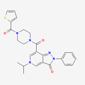 molecular formula C25H25N5O3S B3205527 5-isopropyl-2-phenyl-7-(4-(thiophene-2-carbonyl)piperazine-1-carbonyl)-2H-pyrazolo[4,3-c]pyridin-3(5H)-one CAS No. 1040647-92-4