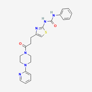molecular formula C22H24N6O2S B3205536 1-(4-(3-Oxo-3-(4-(pyridin-2-yl)piperazin-1-yl)propyl)thiazol-2-yl)-3-phenylurea CAS No. 1040648-81-4