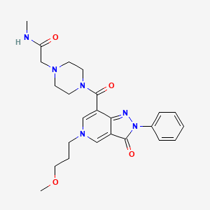 molecular formula C24H30N6O4 B3205598 2-(4-(5-(3-methoxypropyl)-3-oxo-2-phenyl-3,5-dihydro-2H-pyrazolo[4,3-c]pyridine-7-carbonyl)piperazin-1-yl)-N-methylacetamide CAS No. 1040650-59-6