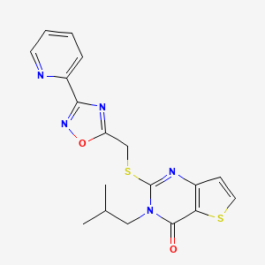 molecular formula C18H17N5O2S2 B3205614 3-isobutyl-2-{[(3-pyridin-2-yl-1,2,4-oxadiazol-5-yl)methyl]thio}thieno[3,2-d]pyrimidin-4(3H)-one CAS No. 1040650-99-4