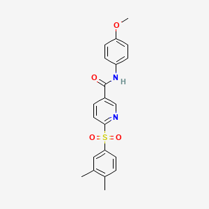 molecular formula C21H20N2O4S B3205626 6-((3,4-dimethylphenyl)sulfonyl)-N-(4-methoxyphenyl)nicotinamide CAS No. 1040651-48-6