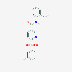 molecular formula C22H22N2O3S B3205628 6-((3,4-dimethylphenyl)sulfonyl)-N-(2-ethylphenyl)nicotinamide CAS No. 1040651-56-6