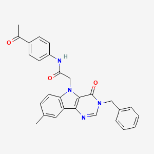 molecular formula C28H24N4O3 B3205663 N-(4-acetylphenyl)-2-(3-benzyl-8-methyl-4-oxo-3H-pyrimido[5,4-b]indol-5(4H)-yl)acetamide CAS No. 1040654-00-9