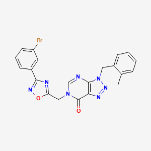 molecular formula C21H16BrN7O2 B3205707 6-{[3-(3-bromophenyl)-1,2,4-oxadiazol-5-yl]methyl}-3-(2-methylbenzyl)-3,6-dihydro-7H-[1,2,3]triazolo[4,5-d]pyrimidin-7-one CAS No. 1040655-63-7