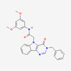 molecular formula C27H24N4O4 B3205723 2-(3-benzyl-4-oxo-3H-pyrimido[5,4-b]indol-5(4H)-yl)-N-(3,5-dimethoxyphenyl)acetamide CAS No. 1040656-42-5