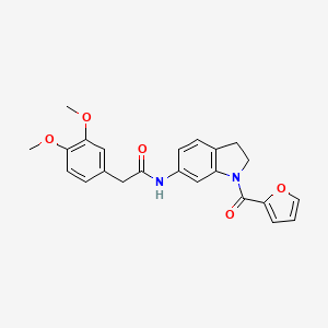 molecular formula C23H22N2O5 B3205732 2-(3,4-dimethoxyphenyl)-N-(1-(furan-2-carbonyl)indolin-6-yl)acetamide CAS No. 1040656-75-4