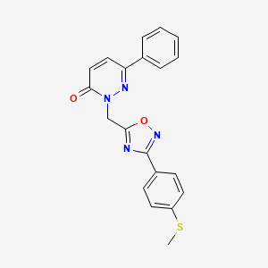 molecular formula C20H16N4O2S B3205768 2-((3-(4-(methylthio)phenyl)-1,2,4-oxadiazol-5-yl)methyl)-6-phenylpyridazin-3(2H)-one CAS No. 1040657-85-9