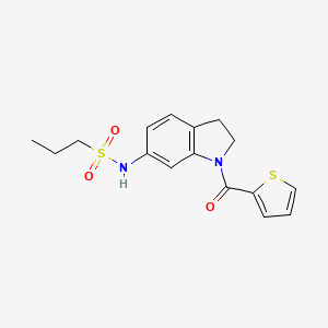 molecular formula C16H18N2O3S2 B3205796 N-(1-(thiophene-2-carbonyl)indolin-6-yl)propane-1-sulfonamide CAS No. 1040658-12-5