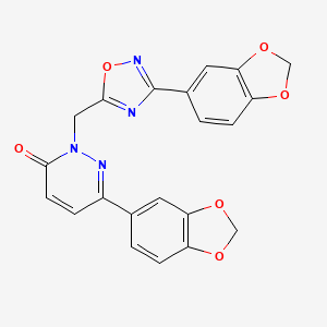 molecular formula C21H14N4O6 B3205812 6-(1,3-benzodioxol-5-yl)-2-{[3-(1,3-benzodioxol-5-yl)-1,2,4-oxadiazol-5-yl]methyl}pyridazin-3(2H)-one CAS No. 1040658-31-8