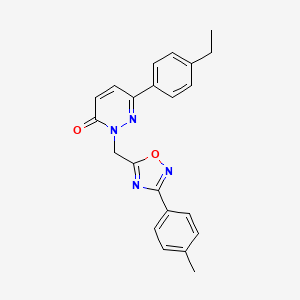 molecular formula C22H20N4O2 B3205819 6-(4-ethylphenyl)-2-((3-(p-tolyl)-1,2,4-oxadiazol-5-yl)methyl)pyridazin-3(2H)-one CAS No. 1040658-36-3