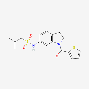 molecular formula C17H20N2O3S2 B3205833 2-methyl-N-(1-(thiophene-2-carbonyl)indolin-6-yl)propane-1-sulfonamide CAS No. 1040658-52-3