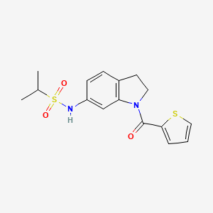 molecular formula C16H18N2O3S2 B3205843 N-(1-(thiophene-2-carbonyl)indolin-6-yl)propane-2-sulfonamide CAS No. 1040658-57-8