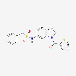 molecular formula C20H18N2O3S2 B3205847 1-phenyl-N-(1-(thiophene-2-carbonyl)indolin-6-yl)methanesulfonamide CAS No. 1040658-77-2