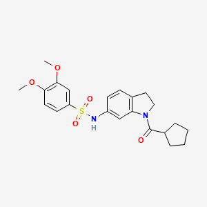molecular formula C22H26N2O5S B3205854 N-(1-(cyclopentanecarbonyl)indolin-6-yl)-3,4-dimethoxybenzenesulfonamide CAS No. 1040658-87-4