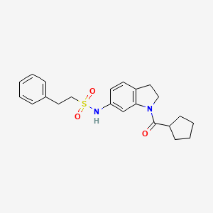 molecular formula C22H26N2O3S B3205866 N-(1-(cyclopentanecarbonyl)indolin-6-yl)-2-phenylethanesulfonamide CAS No. 1040659-02-6
