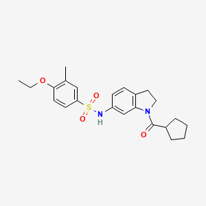 molecular formula C23H28N2O4S B3205874 N-(1-(cyclopentanecarbonyl)indolin-6-yl)-4-ethoxy-3-methylbenzenesulfonamide CAS No. 1040659-12-8
