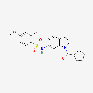 molecular formula C22H26N2O4S B3205880 N-(1-(cyclopentanecarbonyl)indolin-6-yl)-4-methoxy-2-methylbenzenesulfonamide CAS No. 1040659-22-0