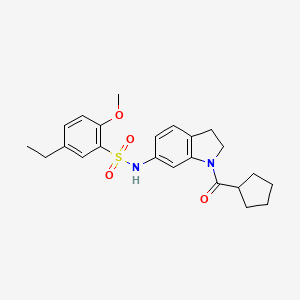 molecular formula C23H28N2O4S B3205884 N-(1-(cyclopentanecarbonyl)indolin-6-yl)-5-ethyl-2-methoxybenzenesulfonamide CAS No. 1040659-42-4