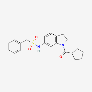 molecular formula C21H24N2O3S B3205887 N-(1-(cyclopentanecarbonyl)indolin-6-yl)-1-phenylmethanesulfonamide CAS No. 1040659-47-9