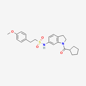 molecular formula C23H28N2O4S B3205895 N-(1-(cyclopentanecarbonyl)indolin-6-yl)-2-(4-methoxyphenyl)ethanesulfonamide CAS No. 1040659-56-0