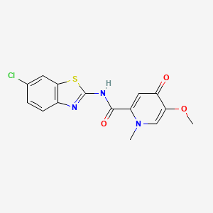 molecular formula C15H12ClN3O3S B3205905 N-(6-chlorobenzo[d]thiazol-2-yl)-5-methoxy-1-methyl-4-oxo-1,4-dihydropyridine-2-carboxamide CAS No. 1040659-67-3