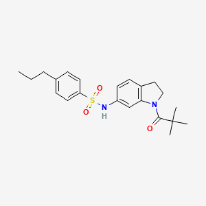 molecular formula C22H28N2O3S B3205909 N-(1-pivaloylindolin-6-yl)-4-propylbenzenesulfonamide CAS No. 1040659-71-9