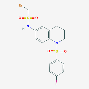 molecular formula C16H16BrFN2O4S2 B3205921 bromo-N-{1-[(4-fluorophenyl)sulfonyl]-1,2,3,4-tetrahydro-6-quinolinyl}methanesulfonamide CAS No. 1040660-09-0