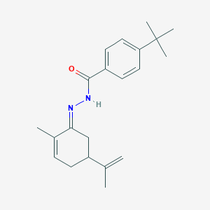 molecular formula C21H28N2O B320593 4-tert-butyl-N'-(5-isopropenyl-2-methyl-2-cyclohexen-1-ylidene)benzohydrazide 