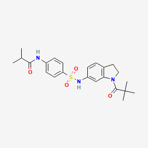 N-(4-(N-(1-pivaloylindolin-6-yl)sulfamoyl)phenyl)isobutyramide