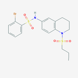 molecular formula C18H21BrN2O4S2 B3205941 2-bromo-N-(1-(propylsulfonyl)-1,2,3,4-tetrahydroquinolin-6-yl)benzenesulfonamide CAS No. 1040660-51-2