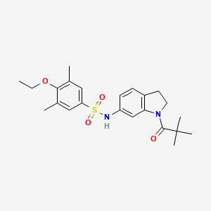 molecular formula C23H30N2O4S B3205953 4-ethoxy-3,5-dimethyl-N-(1-pivaloylindolin-6-yl)benzenesulfonamide CAS No. 1040660-73-8