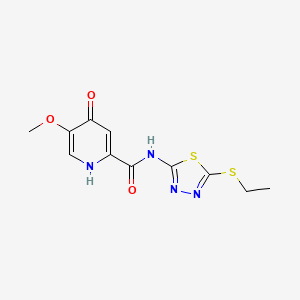molecular formula C11H12N4O3S2 B3205961 N-(5-(ethylthio)-1,3,4-thiadiazol-2-yl)-5-methoxy-4-oxo-1,4-dihydropyridine-2-carboxamide CAS No. 1040660-94-3