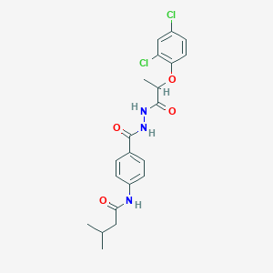 molecular formula C21H23Cl2N3O4 B320597 N-[4-({2-[2-(2,4-dichlorophenoxy)propanoyl]hydrazino}carbonyl)phenyl]-3-methylbutanamide 