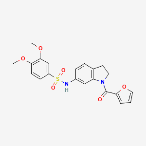 molecular formula C21H20N2O6S B3205973 N-(1-(furan-2-carbonyl)indolin-6-yl)-3,4-dimethoxybenzenesulfonamide CAS No. 1040661-35-5